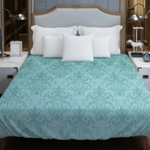 Sky Blue Vintage Damask Duvet Cover