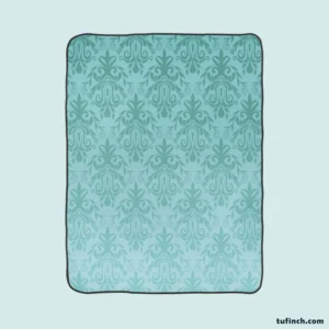 Sky Blue Vintage Damask Fleece Blanket 1