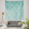 Sky Blue Vintage Damask Wall Tapestry