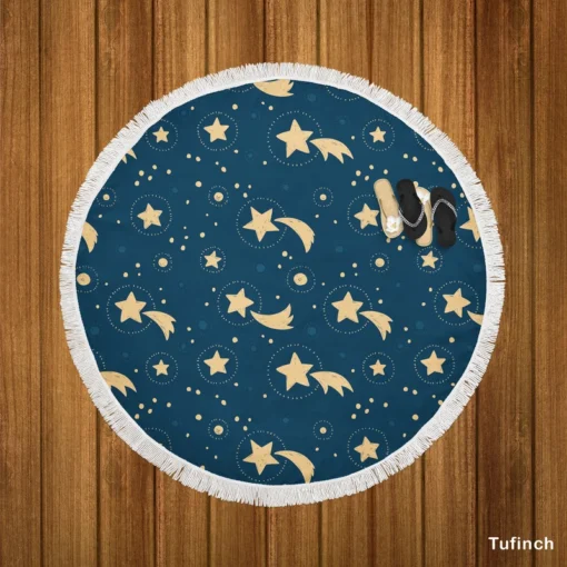 Sky Full Of Tailed Stars Round Beach Towel