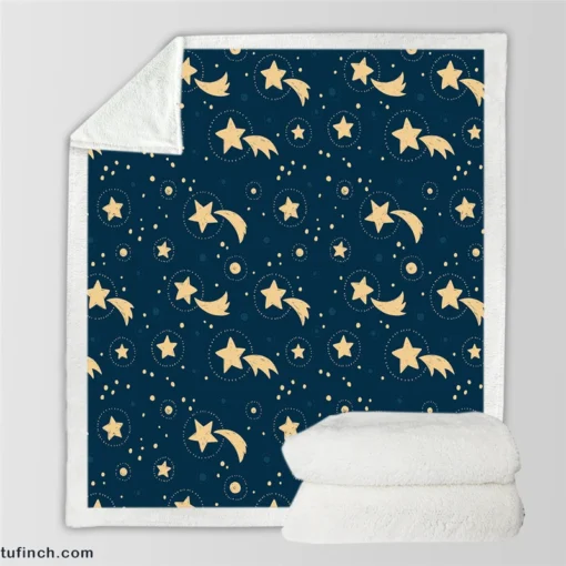 Sky Full Of Tailed Stars Sherpa Fleece Blanket