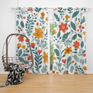 Small Floral Spring Blossom Pattern Curtain