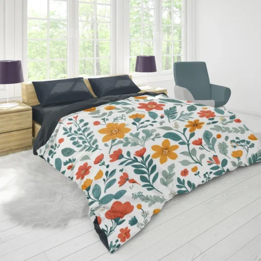 Small Floral Spring Blossom Pattern Duvet Cover 1