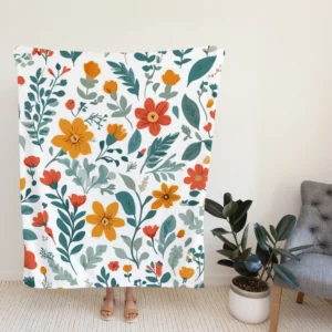 Small Floral Spring Blossom Pattern Fleece Blanket