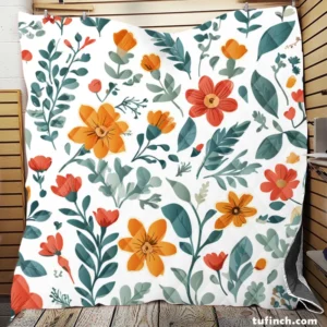 Small Floral Spring Blossom Pattern Quilt Blanket