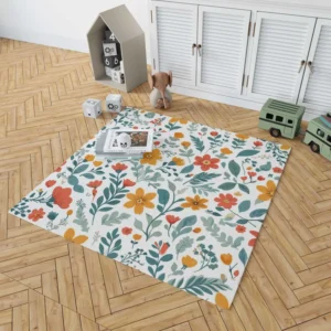 Small Floral Spring Blossom Pattern Rug 1