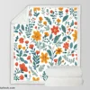 Small Floral Spring Blossom Pattern Sherpa Fleece Blanket