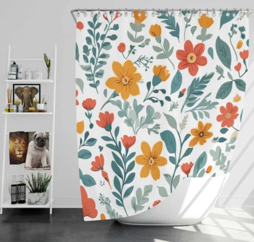 Small Floral Spring Blossom Pattern Shower Curtain