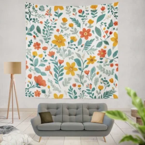 Small Floral Spring Blossom Pattern Wall Tapestry