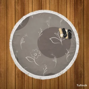 Small Floral Vintage Minimal Round Beach Towel