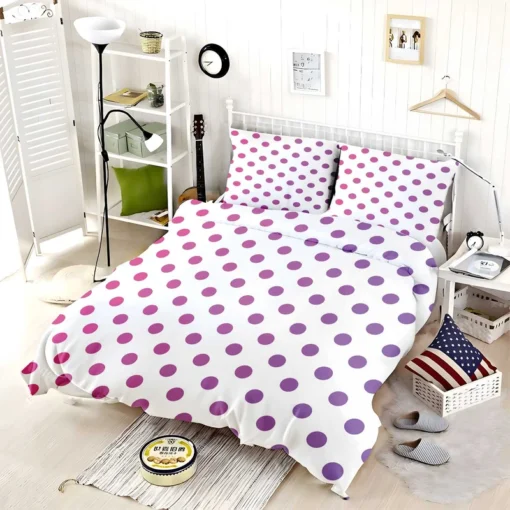 Small Gradient Colored Polka Dots Bedding Set