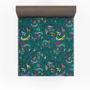 Small Swirly Floral On Greenish Blue Fitted Sheet