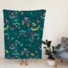 Small Swirly Floral On Greenish Blue Fleece Blanket