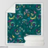 Small Swirly Floral On Greenish Blue Sherpa Fleece Blanket