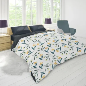 Small Yellow Flower Pattern Duvet Cover 1