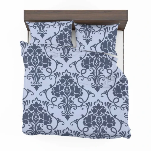 Smalt Blue Vintage Damask Bedding Set 2