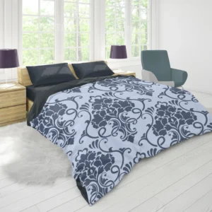 Smalt Blue Vintage Damask Duvet Cover 1