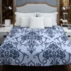 Smalt Blue Vintage Damask Duvet Cover