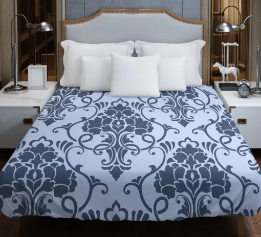 Smalt Blue Vintage Damask Duvet Cover