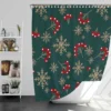 Snowflakes Red Viburnum On Green Shower Curtain