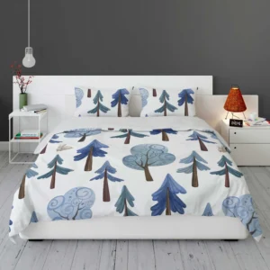 Snowy Pine Trees Rabbits Bedding Set 1