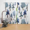 Snowy Pine Trees Rabbits Curtain