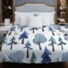 Snowy Pine Trees Rabbits Duvet Cover