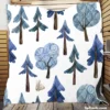 Snowy Pine Trees Rabbits Quilt Blanket