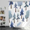 Snowy Pine Trees Rabbits Shower Curtain