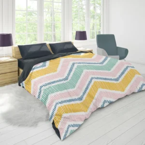 Soft Striped Chevron Design Duvet Cover 1