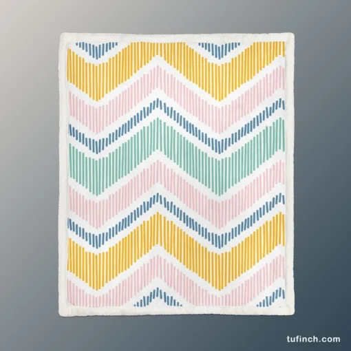 Soft Striped Chevron Design Sherpa Fleece Blanket 1