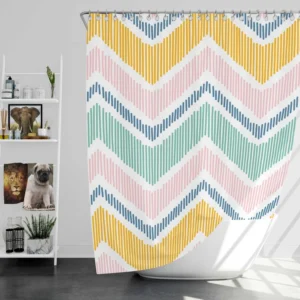 Soft Striped Chevron Design Shower Curtain