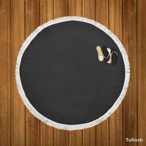 Solid Black Color Round Beach Towel