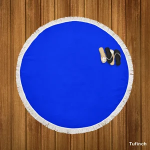 Solid Color Vivid Blue Round Beach Towel