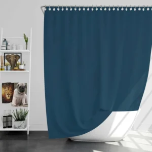 Solid Navy Blue Color Shower Curtain