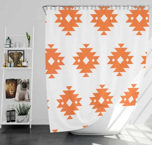 Southwestern Argyle Triangle Tribal Design Shower Curtain