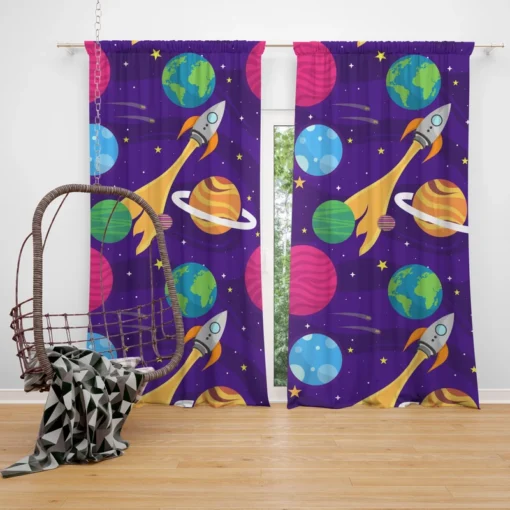 Space And Universe Exploration Curtain