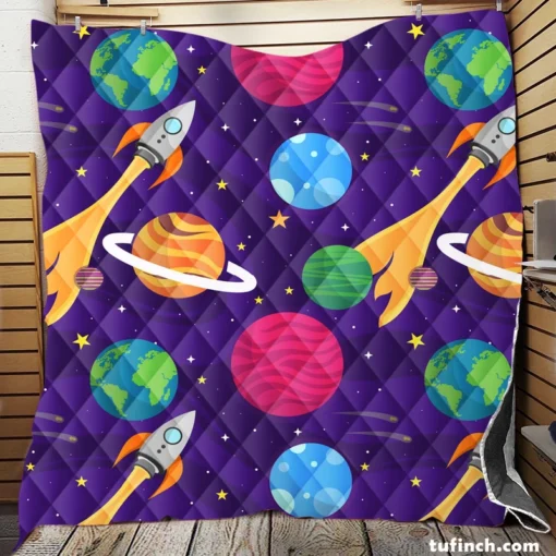 Space And Universe Exploration Quilt Blanket