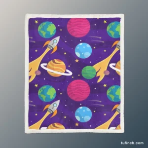 Space And Universe Exploration Sherpa Fleece Blanket 1