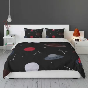 Space Pattern Rocket Saturn Bedding Set 1