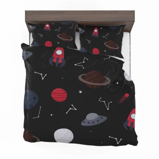 Space Pattern Rocket Saturn Bedding Set 2