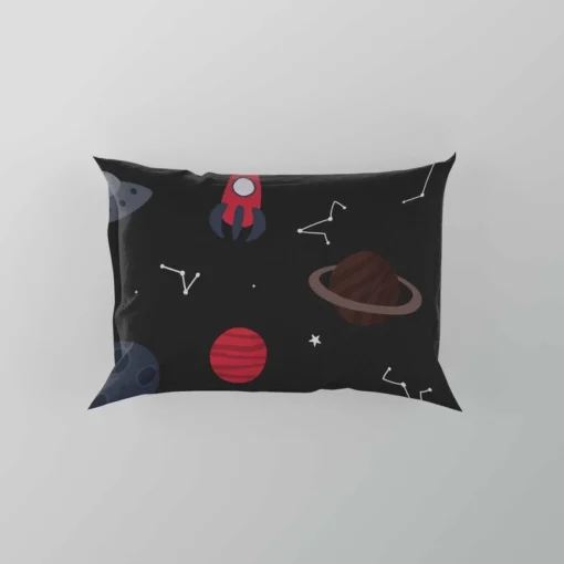 Space Pattern Rocket Saturn Pillow Case