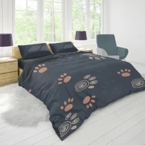 Spiral Animal Footprint Design Duvet Cover 1