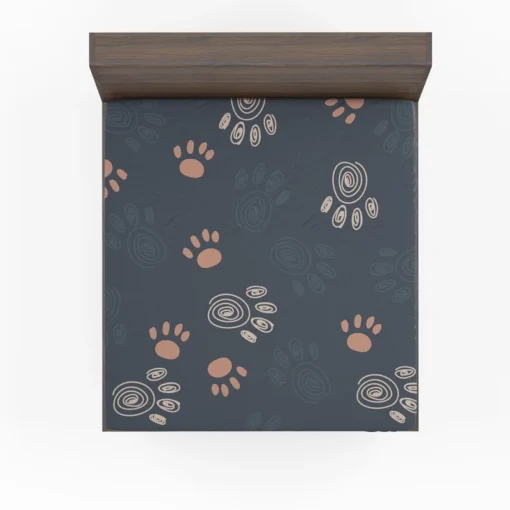 Spiral Animal Footprint Design Fitted Sheet