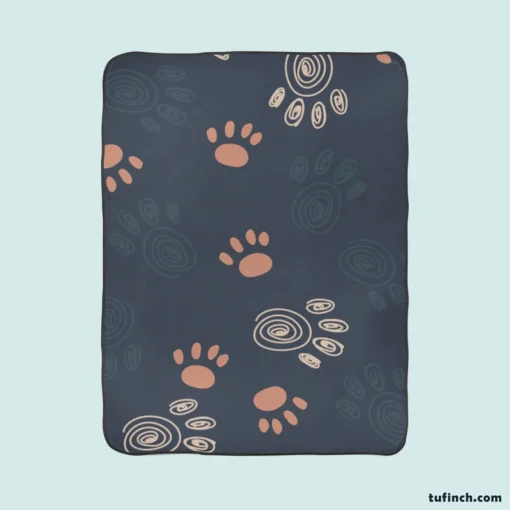 Spiral Animal Footprint Design Fleece Blanket 1