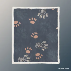 Spiral Animal Footprint Design Sherpa Fleece Blanket 1