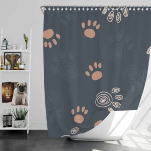 Spiral Animal Footprint Design Shower Curtain