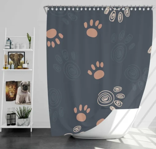 Spiral Animal Footprint Design Shower Curtain