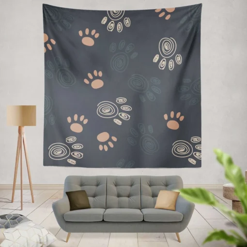 Spiral Animal Footprint Design Wall Tapestry