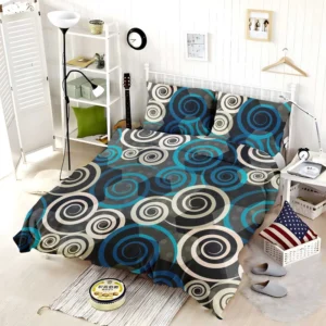 Spiral Blue Seamless Design Bedding Set